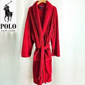 Polo Ralph Lauren Red Fleece Belted Bathrobe